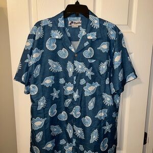 Blue Tropical Print Men's Shirt & Shorts set